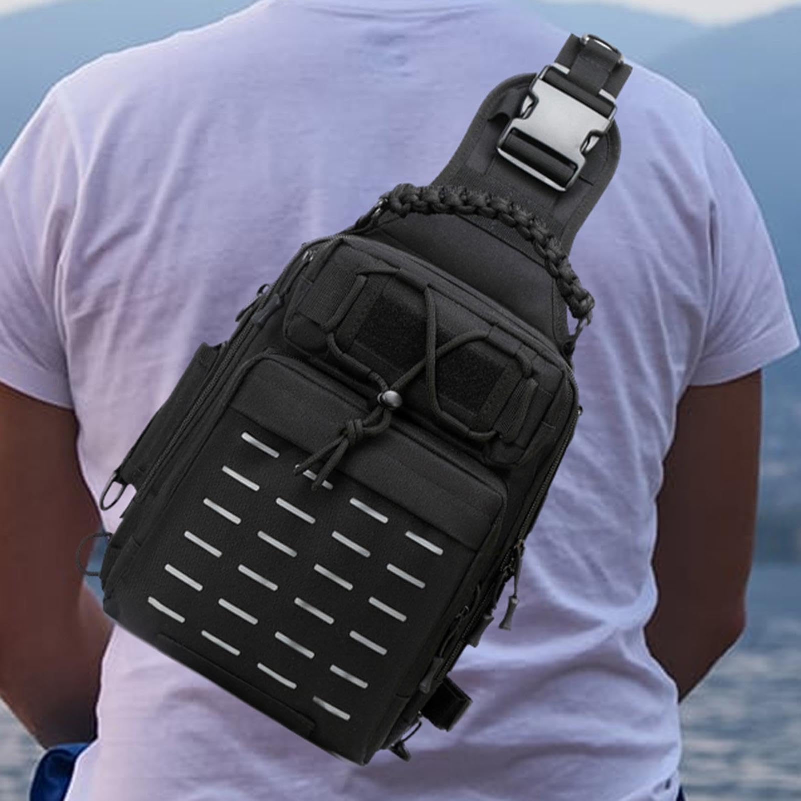Zaino per attrezzatura da pesca, versatile, borsa portaoggetti a tracolla per attrezzatura da pesca, borsa portaoggetti per attrezzatura da pesca, escursionismo, campeggio