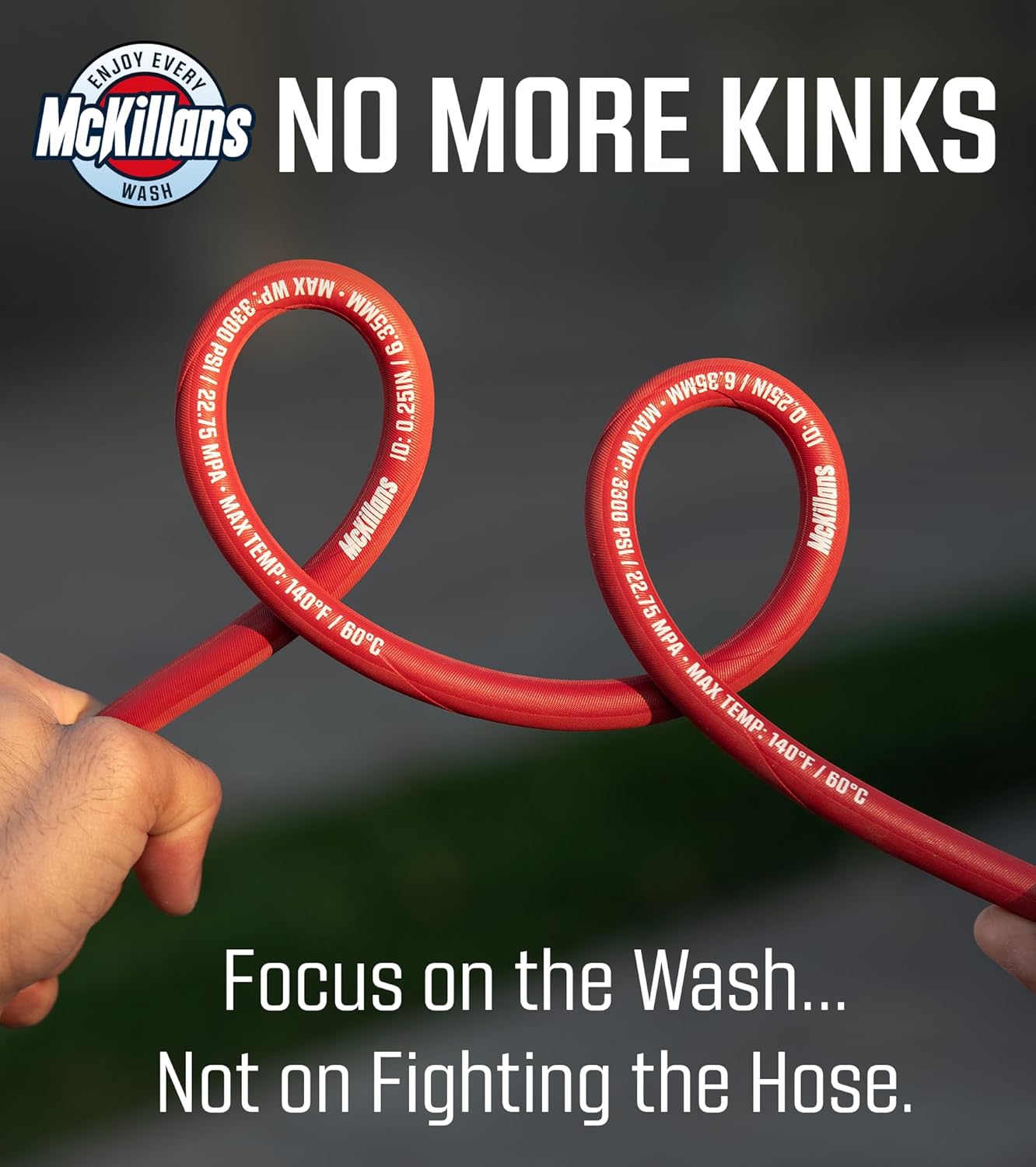 McKillans® Pressure Washer Hose 50 ft - Flexible & Kink-resistant - Steel-Braided & Durable- M22-14mm Stainless Steel Plug - Power Washer Hose - High Pressure 1/4" Inner Diameter - Long 50 ft Reach