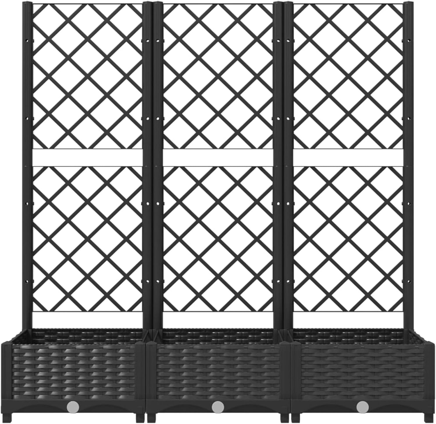 Outdoor Garden Planter with Trellis - Black, Weather-Resistant PP, 120 x 40 x 121.5 cm, Ideal for Climbing Plants