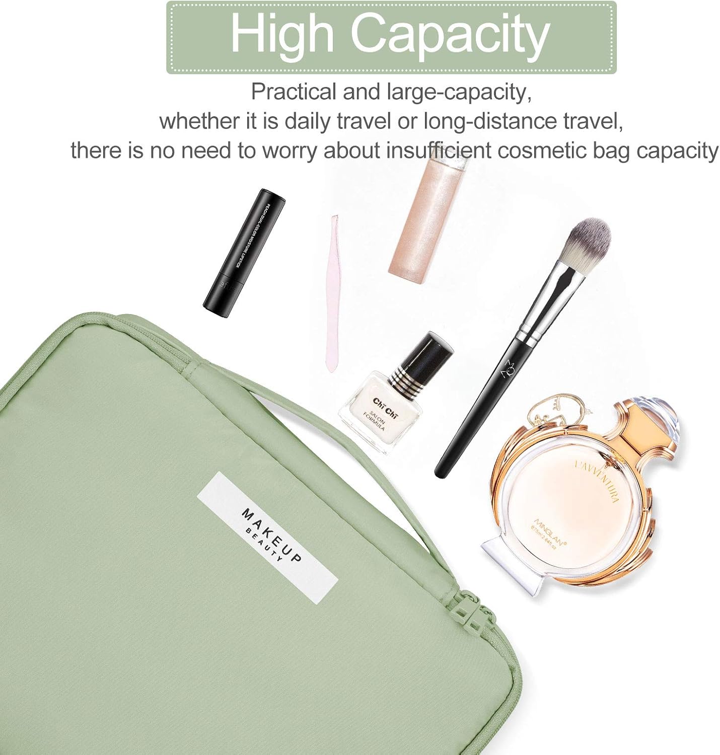 Pocmimut Makeup Bag Cosmetic Bag for Women Cosmetic Travel Makeup Bag Large Travel Toiletry Bag for Girls Make Up Bag Brush Bags Reusable Toiletry Bag(GREEN) : Beauty & Personal Care