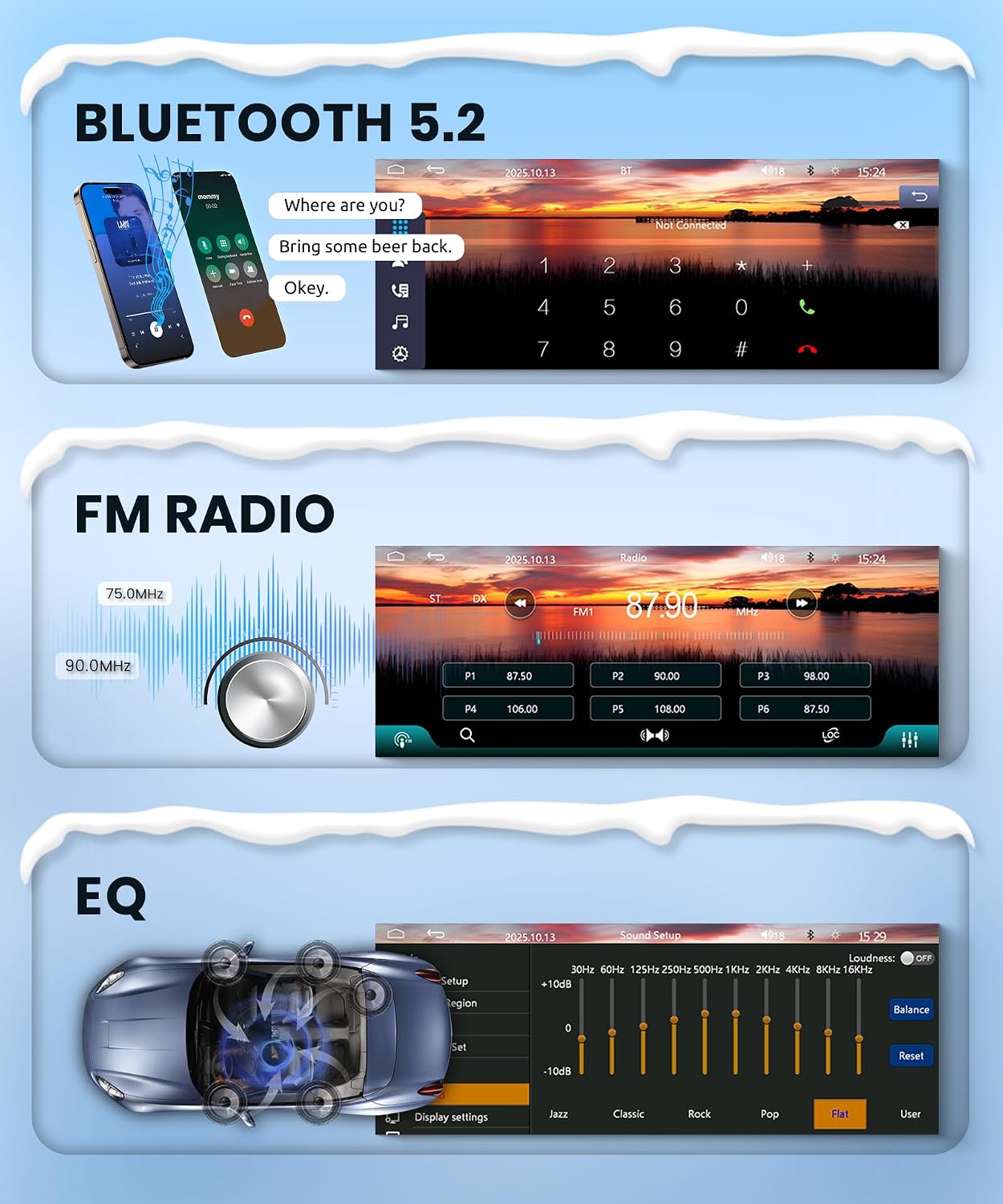Rimoody Single Din Car Stereo Wireless CarPlay, 6.28'' inCell Touch Screen