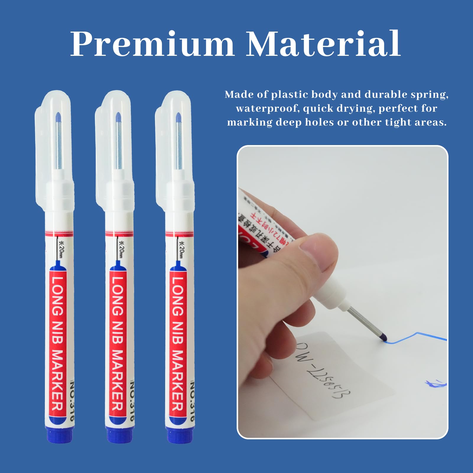 Leruiyezs 10 Set Di Marcatori Per Fori Profondi Punta Per Pennarello Per Marcatura Con Punta Fine In Metallo Resistente Per Legno Metallo Plastica Per Falegnami Artigiani Costruttori Domestico - 3