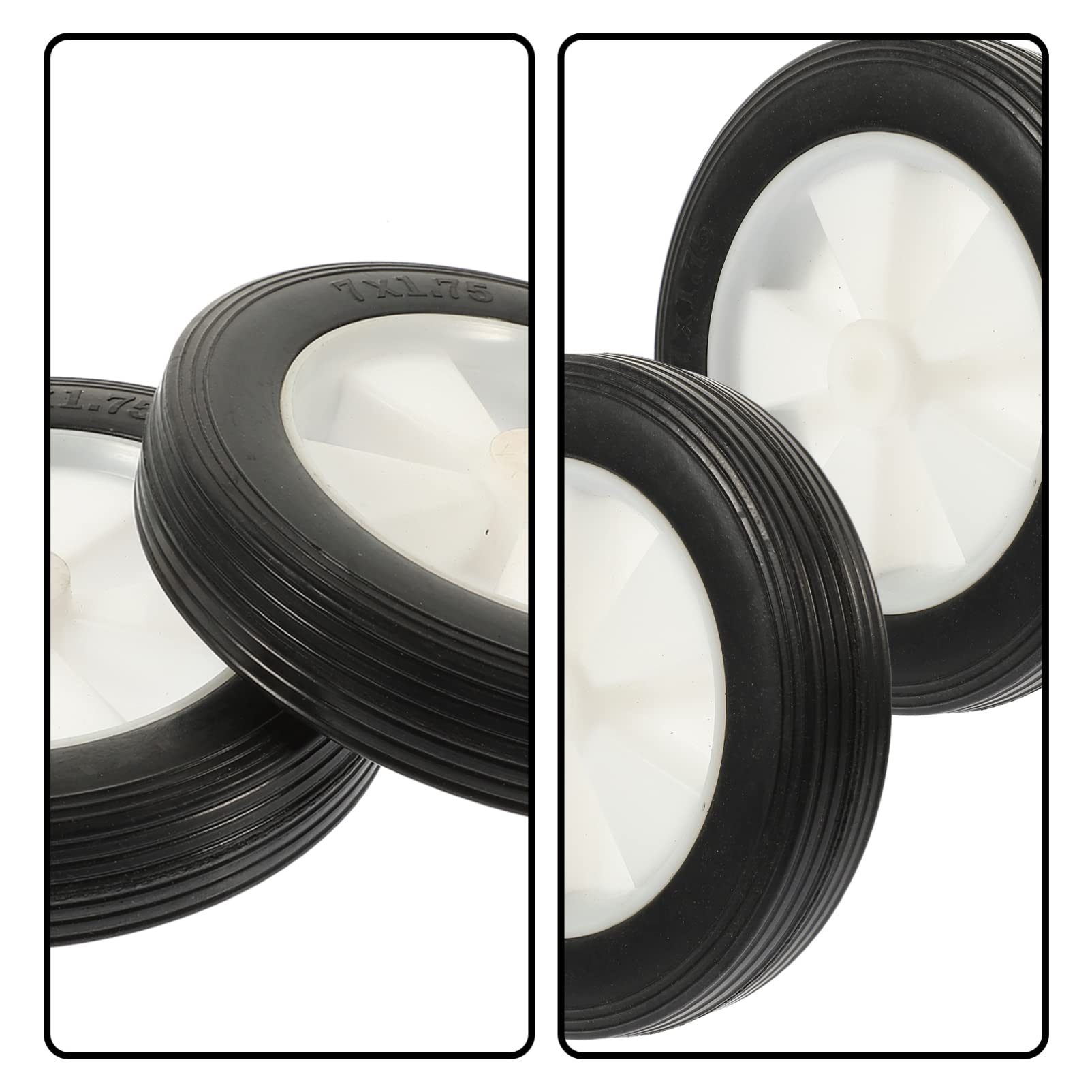 Ruedas de Cortacésped de Goma Negra de 7 Pulgadas, 2 Piezas