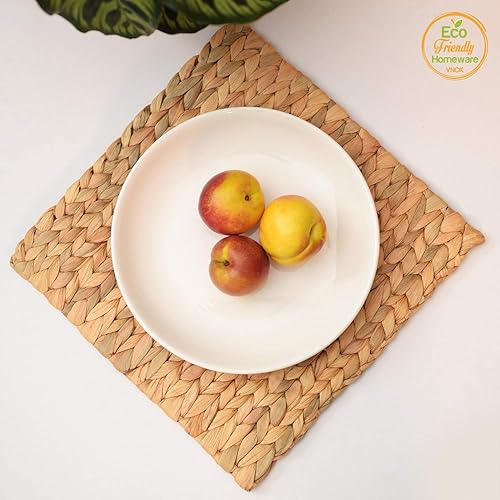 Miniatura 5 de Juego de 4 manteles individuales bohemios, juego de 4 manteles individuales cuadrados para mesa redonda, cargadores para platos de cena, cargadores