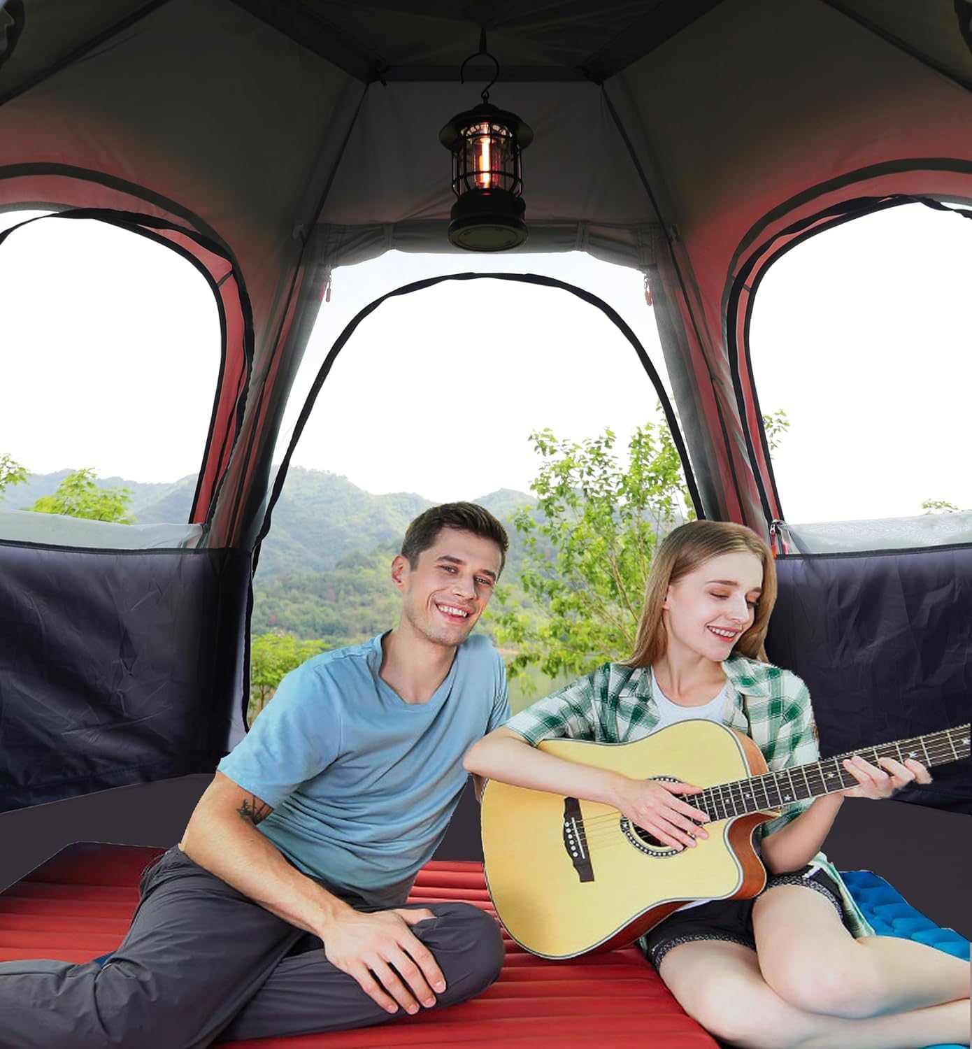Camping Tent with Instant Setup, 2/3 Person Weatherproof Easy Quick Set Up in 60 Seconds with Rainfly Backpack Tent for Family Camping & Hiking, Upgraded Ventilation,Center Height 66-inch