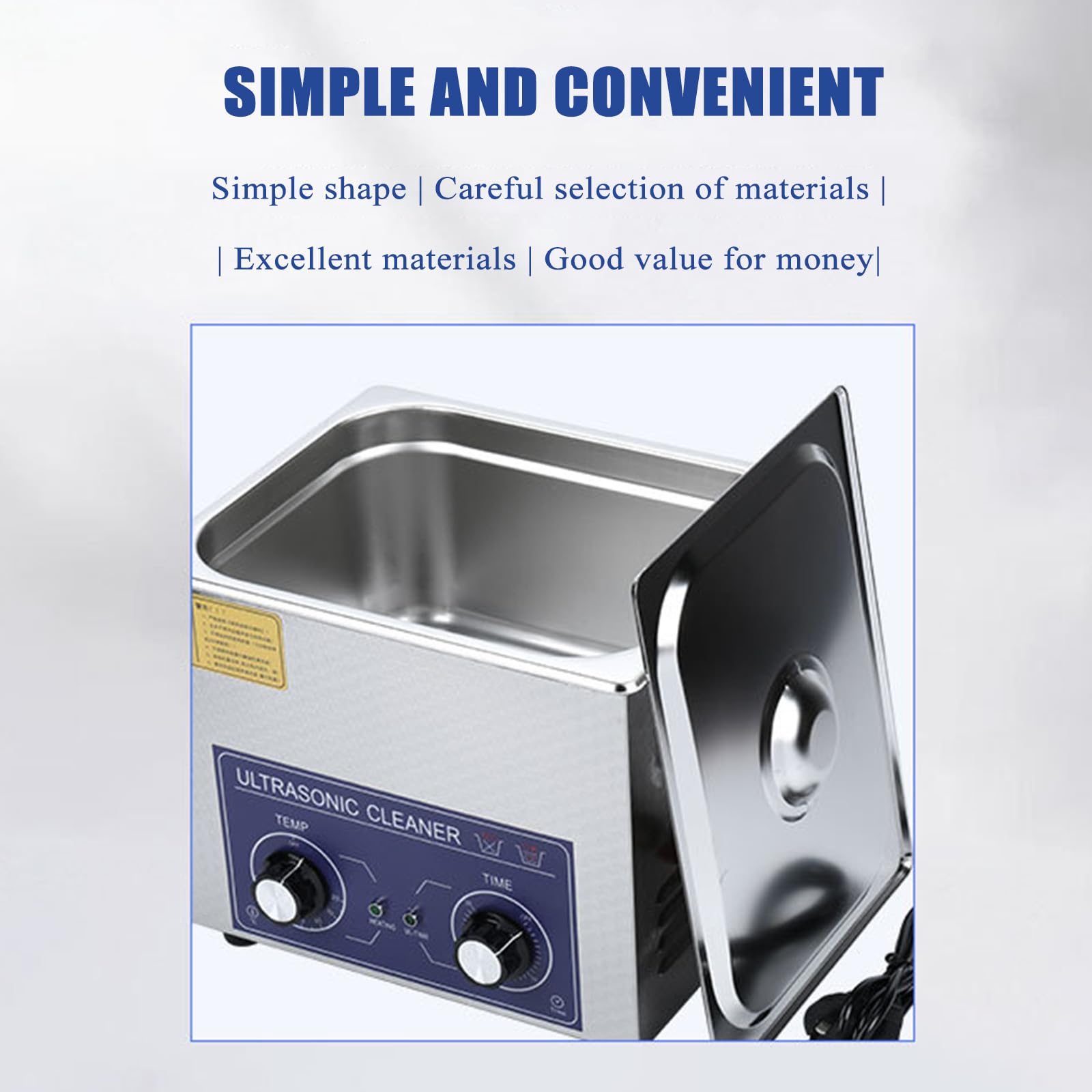 Máquina limpiadora ultrasónica para joyas, monedas, piezas de metal y placas de circuito, control de tiempo de 0 a 30 minutos con perillas de control para limpieza profesional