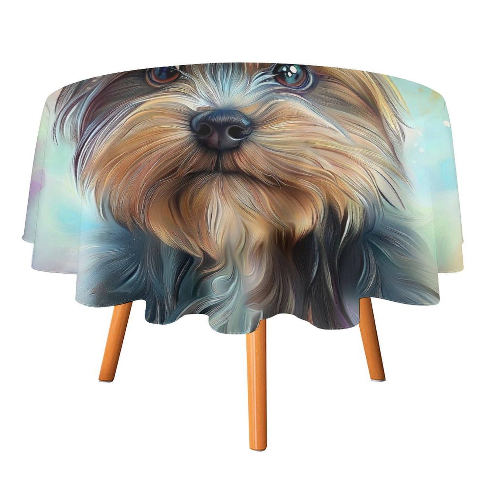 ORDOBO 3D Print Round Tablecloth - Dogs Round Countertop Decoration Cover Waterproof Wipeable Dust-Proof For Kitchen Dining Home 152X152Cm