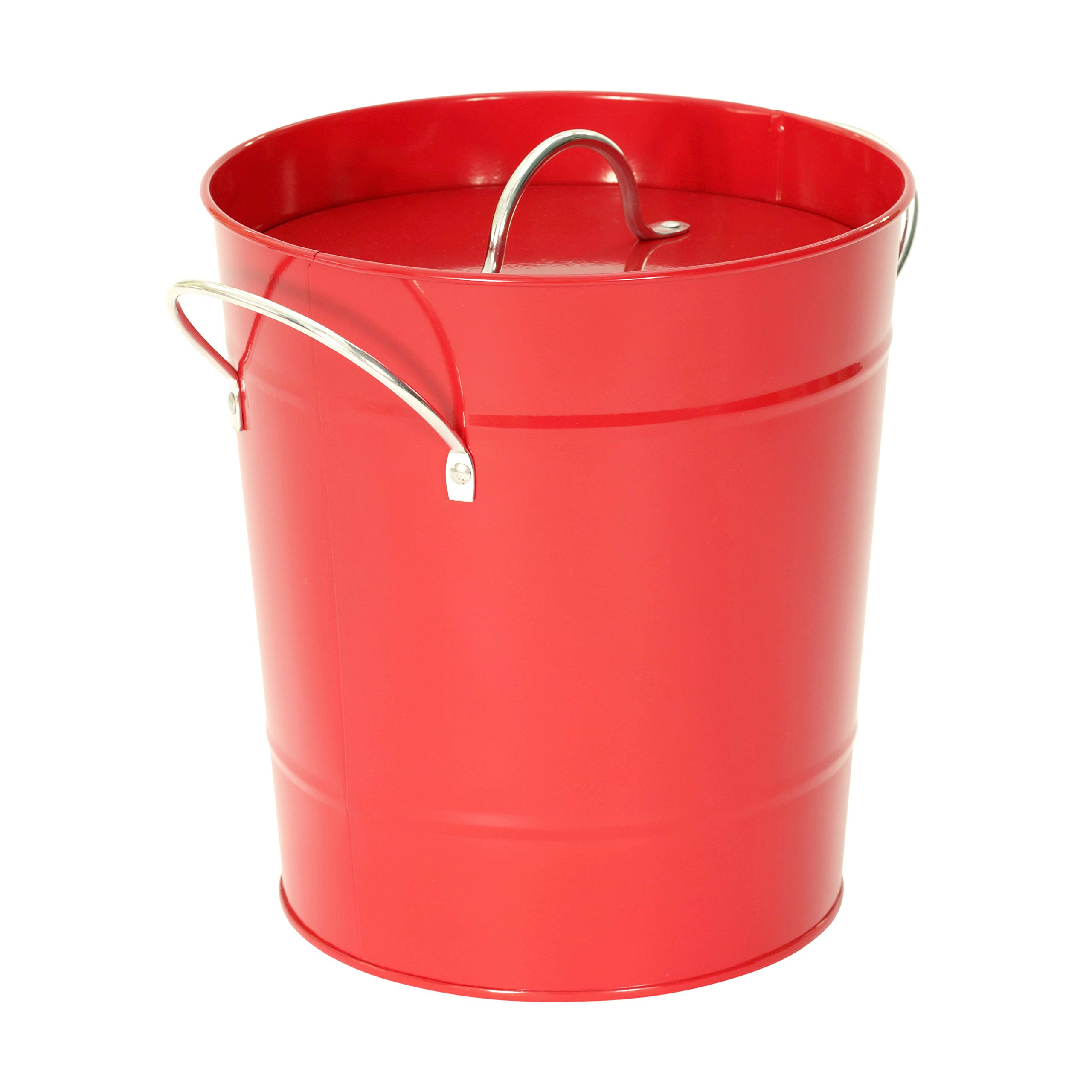 PREMIER Housewares 0510017 Compostiera, in Acciaio Zincato Rosso, Maniglie in Zinco, Secchio di Plastica Interno