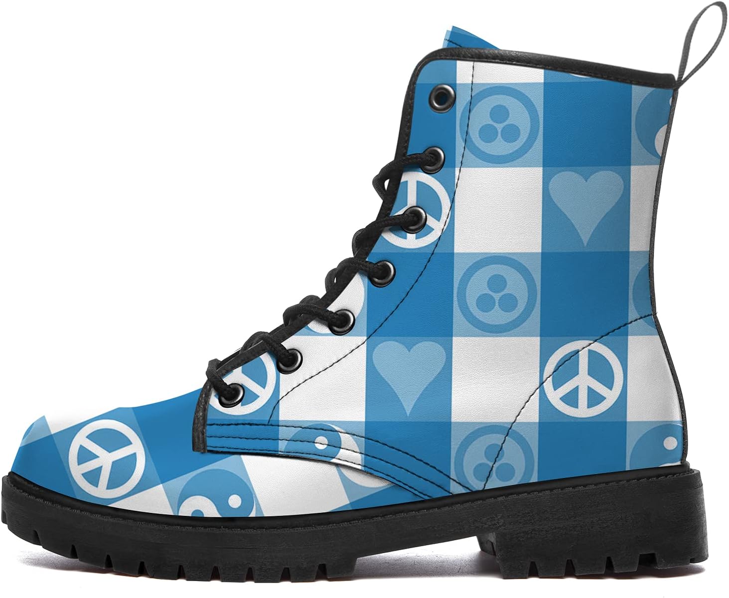 Peace Boots for Women Men Combat Boots PU Leather Lace-up Ankle Booties Gifts for Her Him