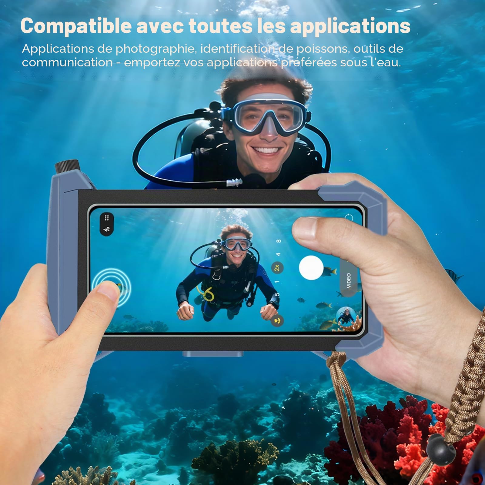 Étui de téléphone de plongée de 30 m, boîtier sous-marin à écran tactile complet pour iPhone 17/16/15/14/13/12 Pro Max et Samsung Galaxy S24/S23/S22/S21, IPX8 Étui étanche pour photo/vidéo (Gen 5
