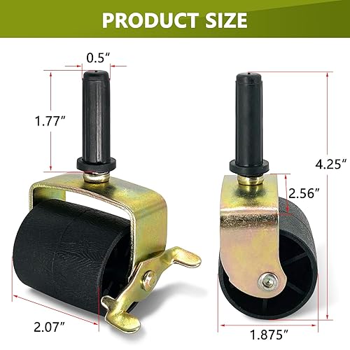 Miniatura 4 de Bed Casters,Bed Frame Wheels Rollers,Brakes,Heavy Duty Locking Metal Swivel Casters for Bed Replacement Parts,Stem for Bed Frame Socket,for