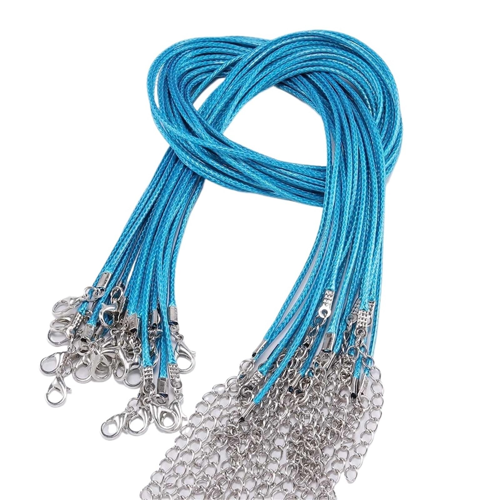 Cordón for collar, 100 unidades de cuerda trenzada ajustable de 1,5 mm de diámetro for fabricación de joyas, suministros for pulseras y collares DIY(Peacock Blue,45cm Rhodium 1.5mm)