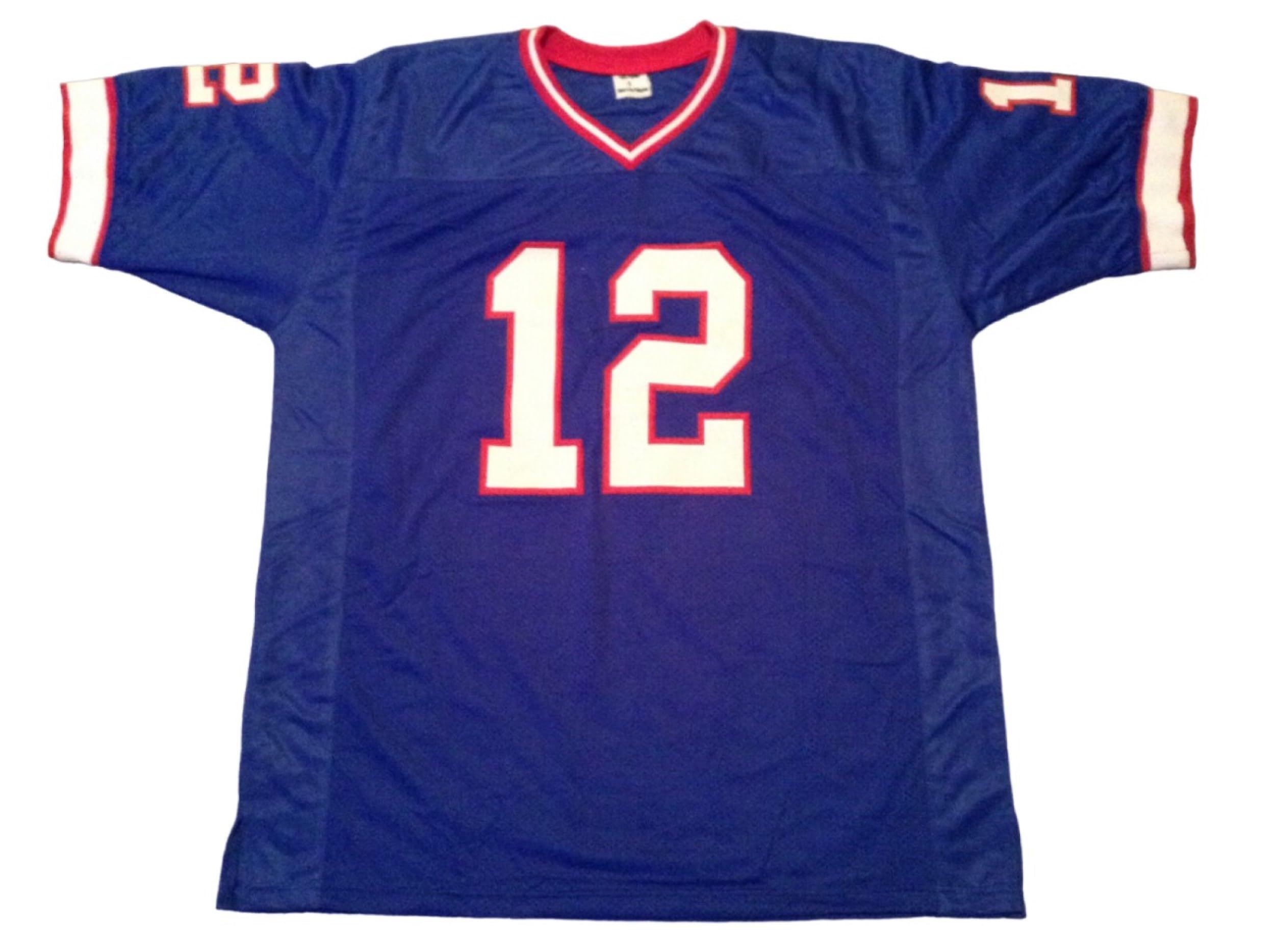 Custom Jim Kelly Jersey Stitched #12 Buffalo Blue Football New No Brand/Logos (US, Alpha, X-Large, Regular, Regular, Blue)