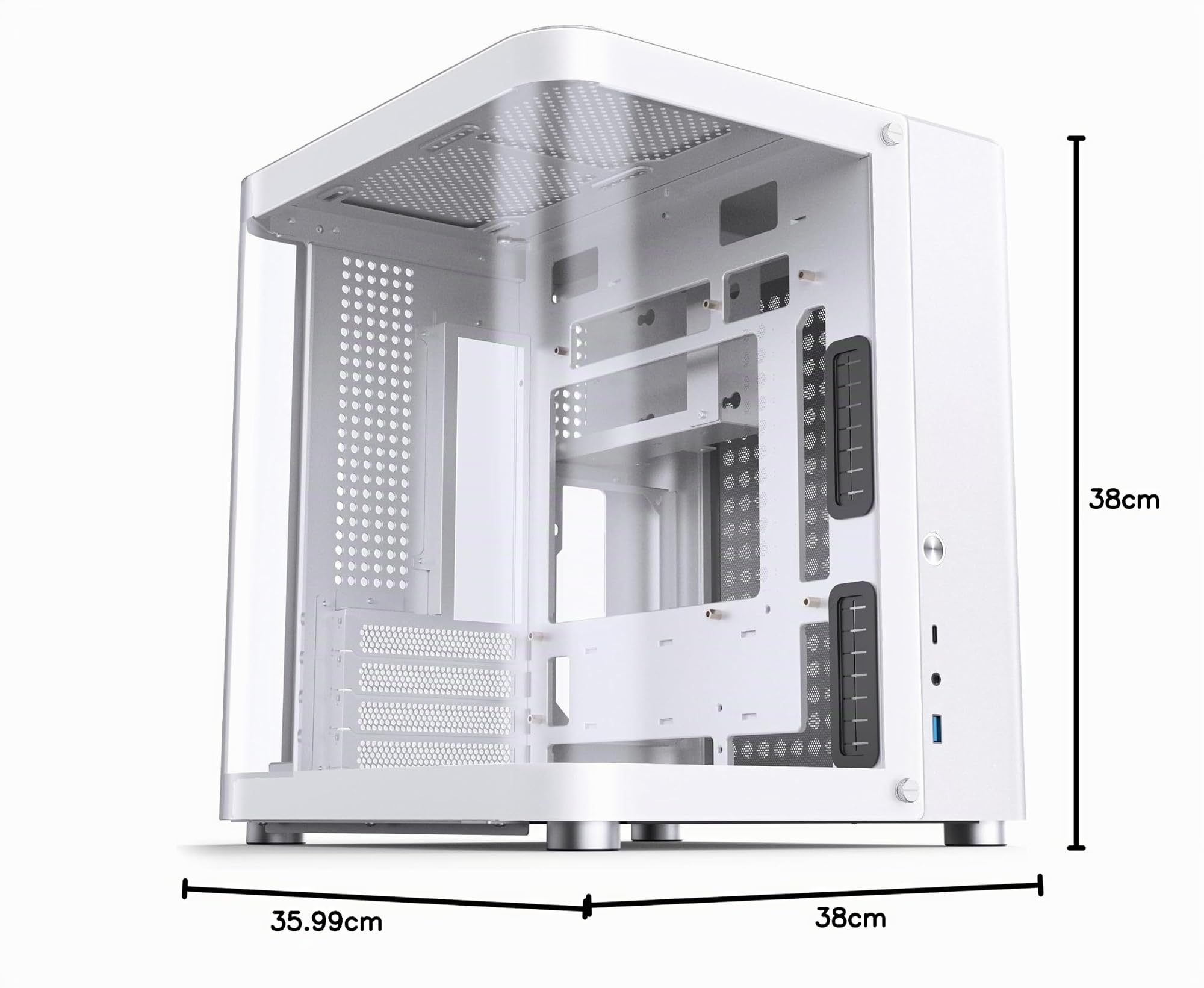 Jonsbo TK-1 2.0 Micro-ATX Case PC Bianco – Mini-Tower con design a doppia camera, vetro temperato, supporto per radiatore da 240 mm e USB-C