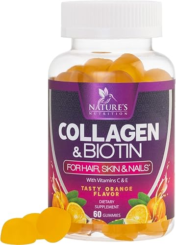 Gomitas de colágeno – 2500 mcg de biotina por porción – Suplemento completo de colágeno con péptidos hidrolizados tipo I y III, biotina, zinc y