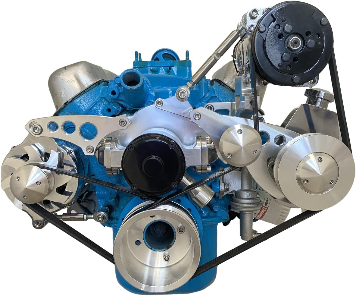 Compatible with SBF 289 302 Serpentine Pulley Conversion Kit A/C ALT & PS Ford Electric WP 2 - Electric Water Pump. 4 Bolt damper 1969+