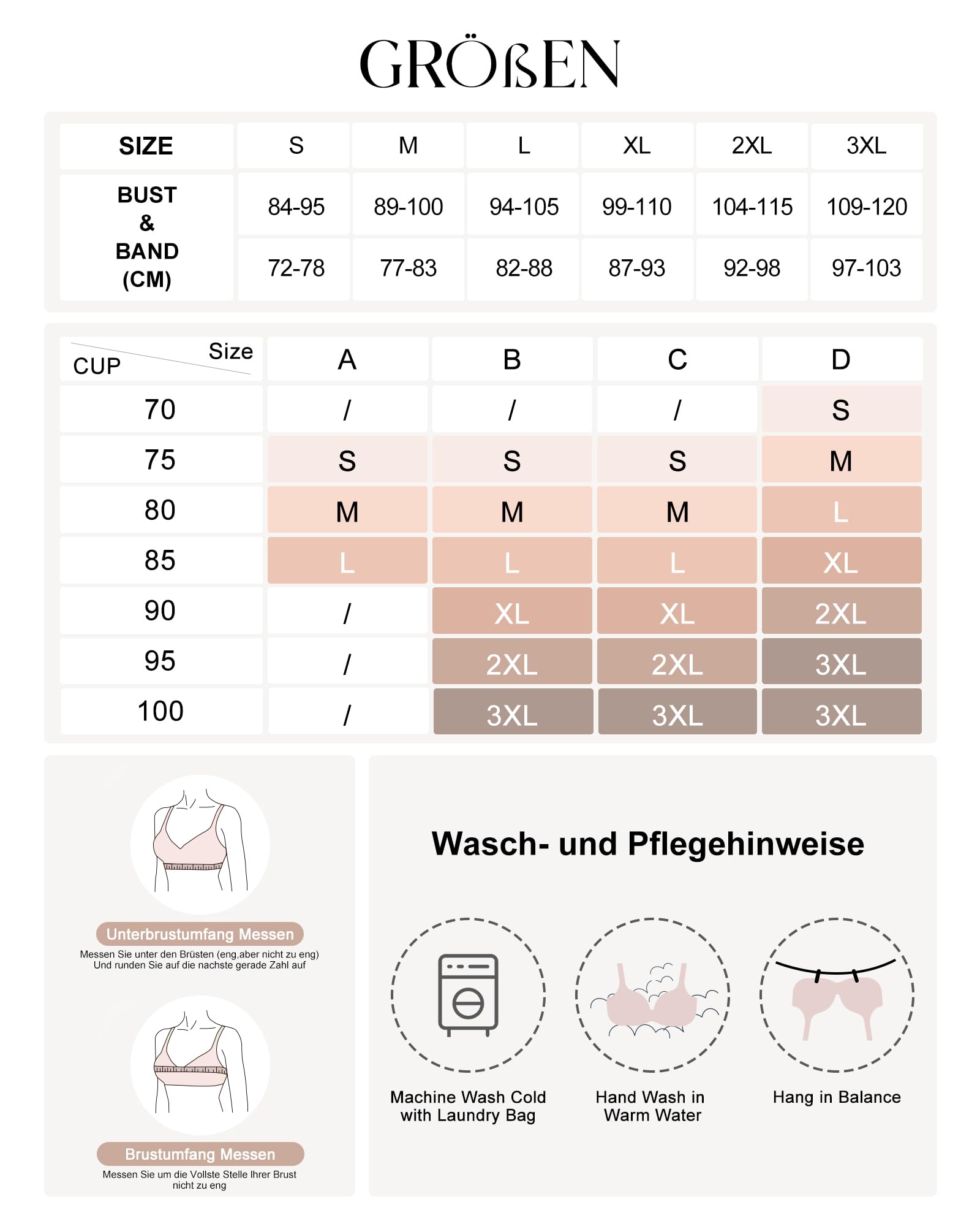 SHARICCA Gładki biustonosz damski, bez fiszbinów, głęboki dekolt w serek, biustonosz push-up, miękki, wygodny, bez fiszbin