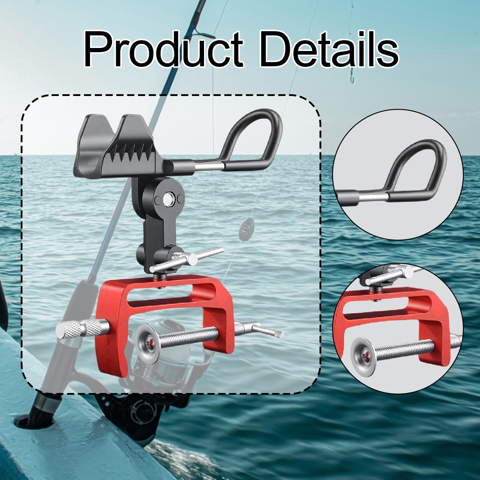 Sharplace Supporto per Canna da Pesca da Barca, Versatile, Antiscivolo, in Lega di Alluminio, per Kayak, Bordi di Banchine E Ringhiere.