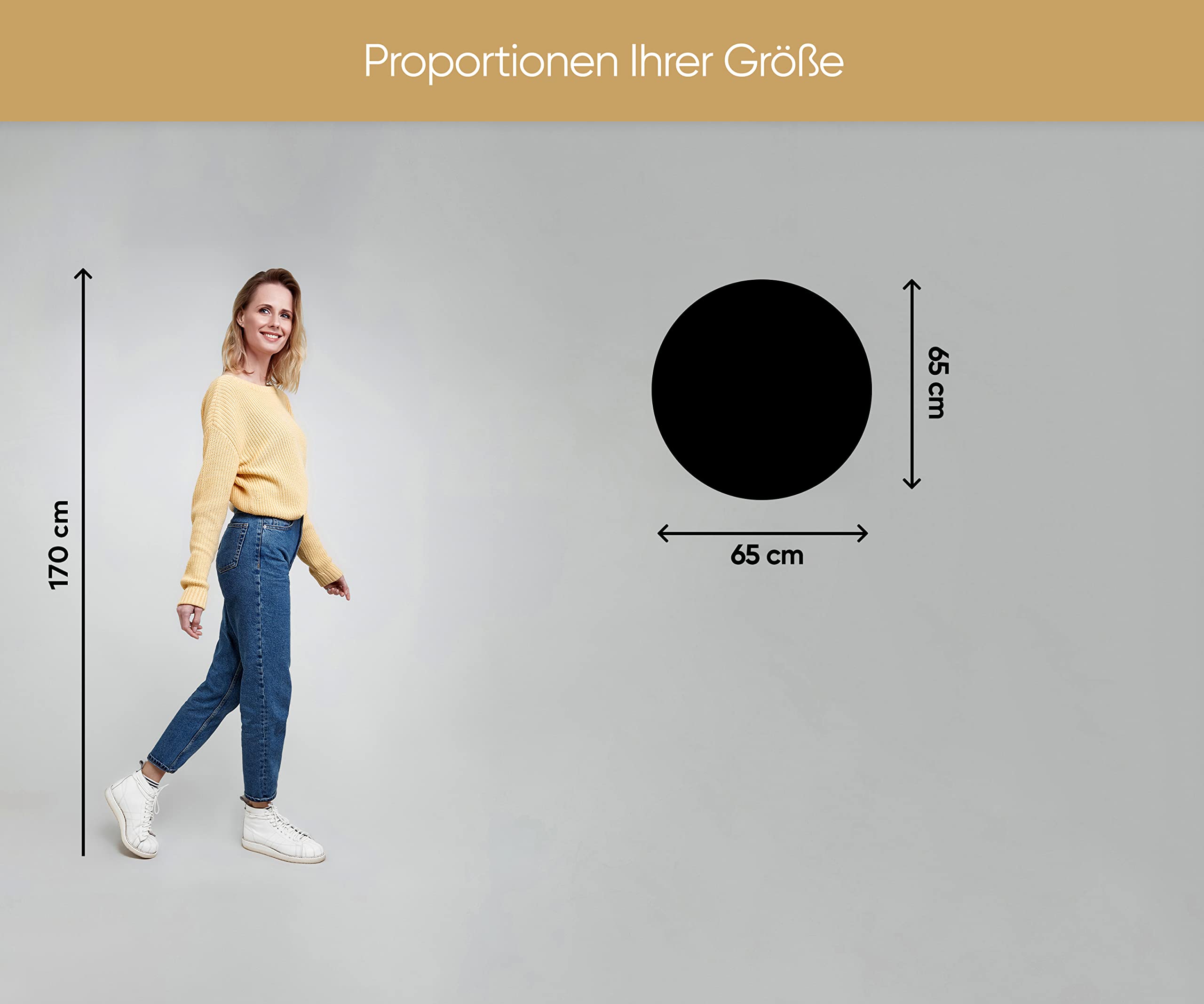 FORAM Badspiegel mit Beleuchtung - Spiegel Rund - 65x65 - Wandspiegel Nach Maß - Runder Spiegel auf Individuelle Bestellung Gefertigt - Modernes Design - Ohne Rahmen