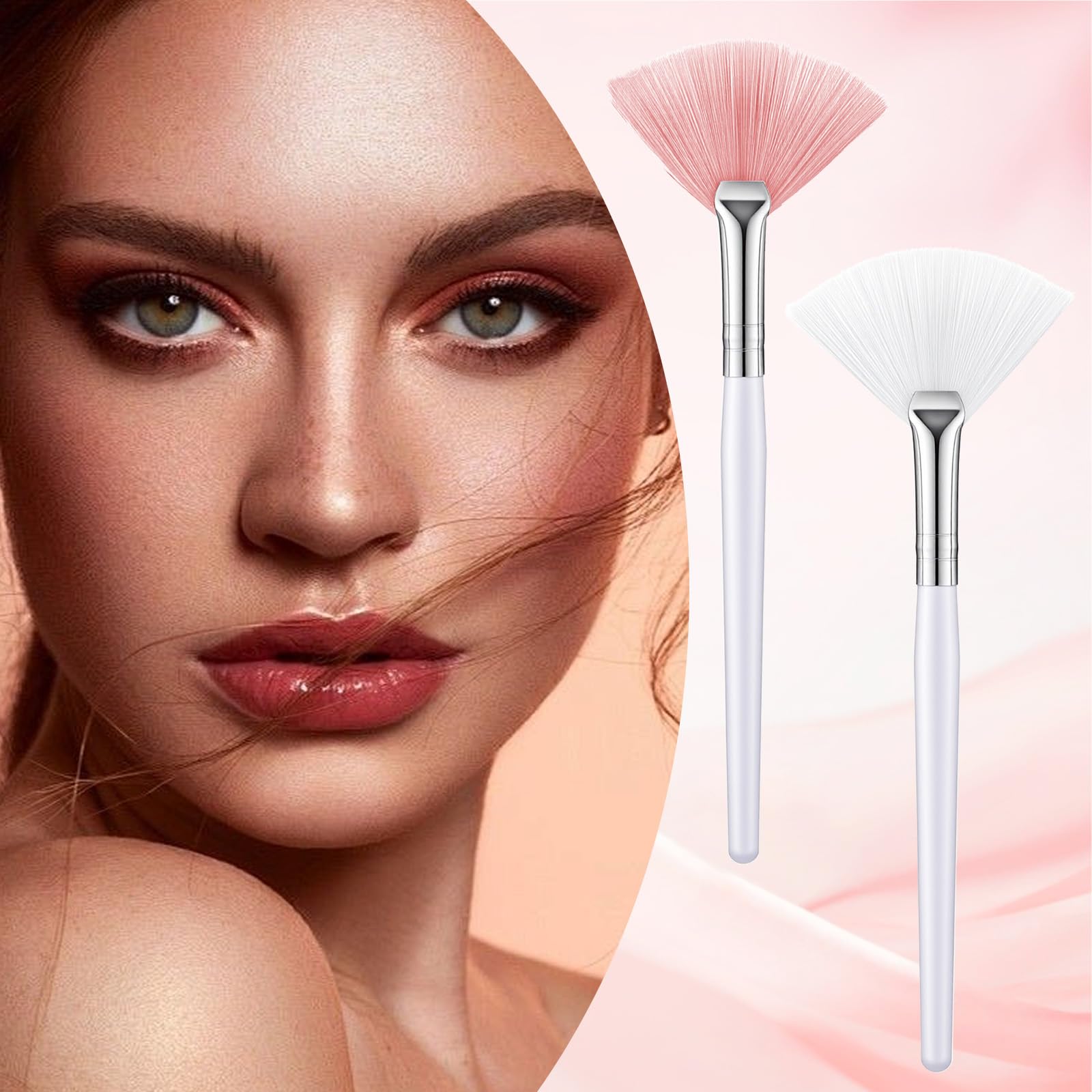 5 Pcs Mask Brushes for Facials, Soft Reusable Face Mask Applicator Tool Washable Fan Shaped Face Masks Brush Applicator for Women Girls Lady (Pink, White)