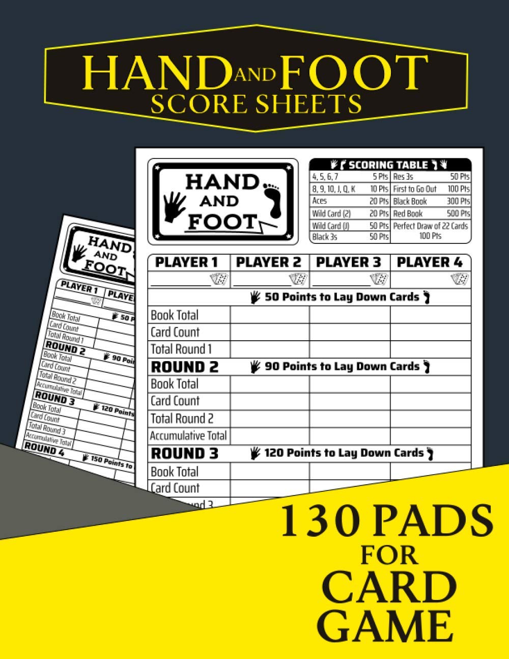 Hand and Foot Score Sheets: Score Sheets for Card Game | 130 Pages LARGE PRINT