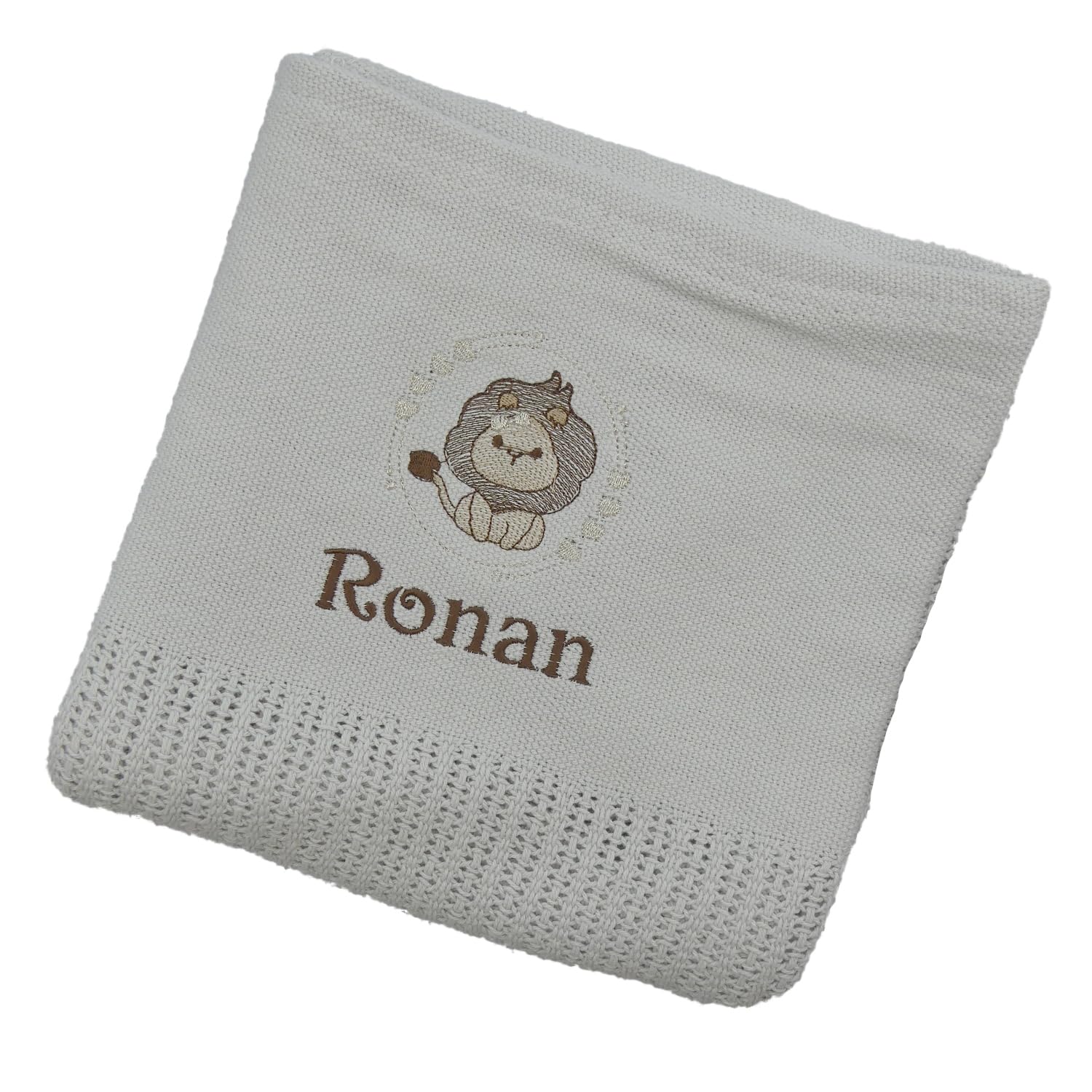 The Pyjama Party Personalised Baby Cellular Blanket with Embroidered Animal Motif 110cm x 70cm 100% Cotton Ideal Baby Gift