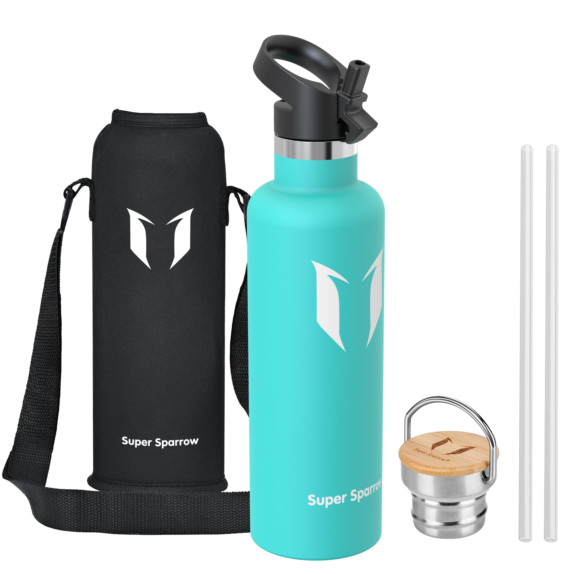 Super Sparrow Borraccia Termica 1L , Bottiglia Termica Senza Perdite - Senza BPA Borracce, per Bambini, Scuola, Sport, Campeggio, Yoga, Palestra, Ciclismo