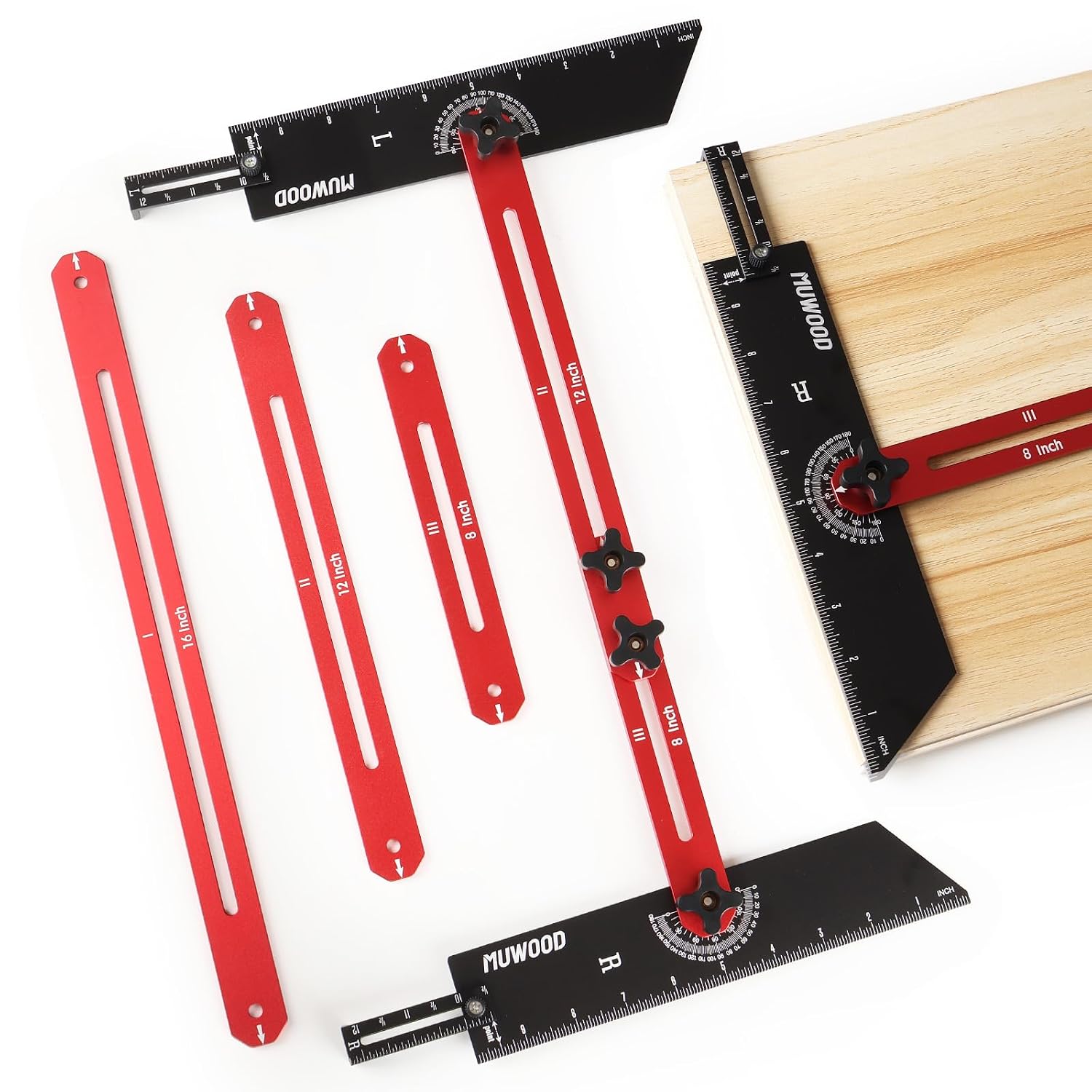 Stair Tread Template Tool, Stair Gauge Set Shelf Layout Measuring Scribe Tool for Stairs, Risers, Self, Partitions, and Cutting Drywall
