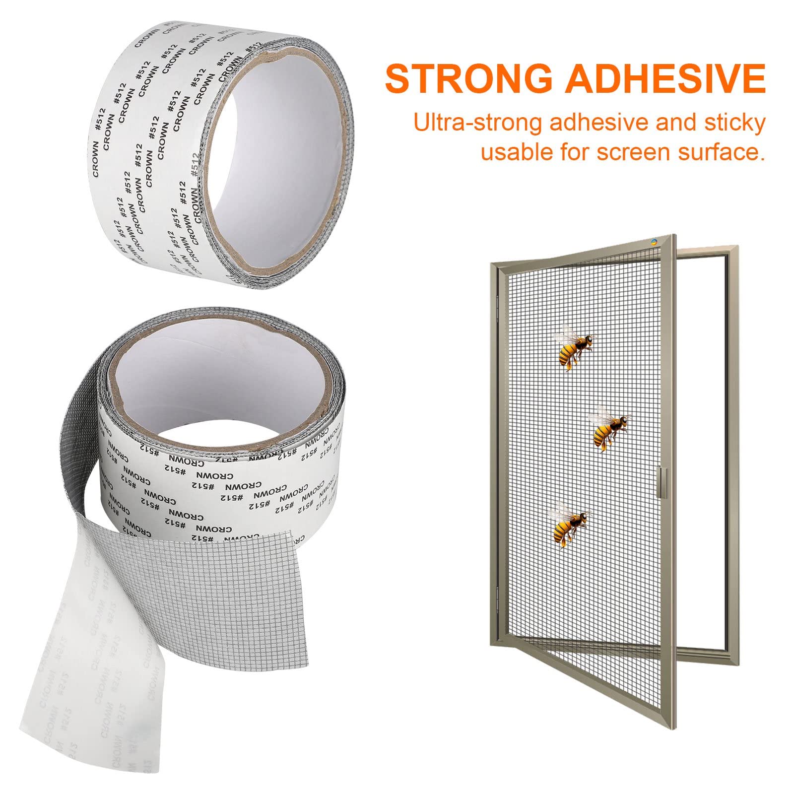FYCAN Strong Adhesive Waterproof Fiberglass Window Screen Repair Tape Covering Wire Mesh Tape Door Window Screen Repair Patch Window Screen for Repair Holes Tears 4