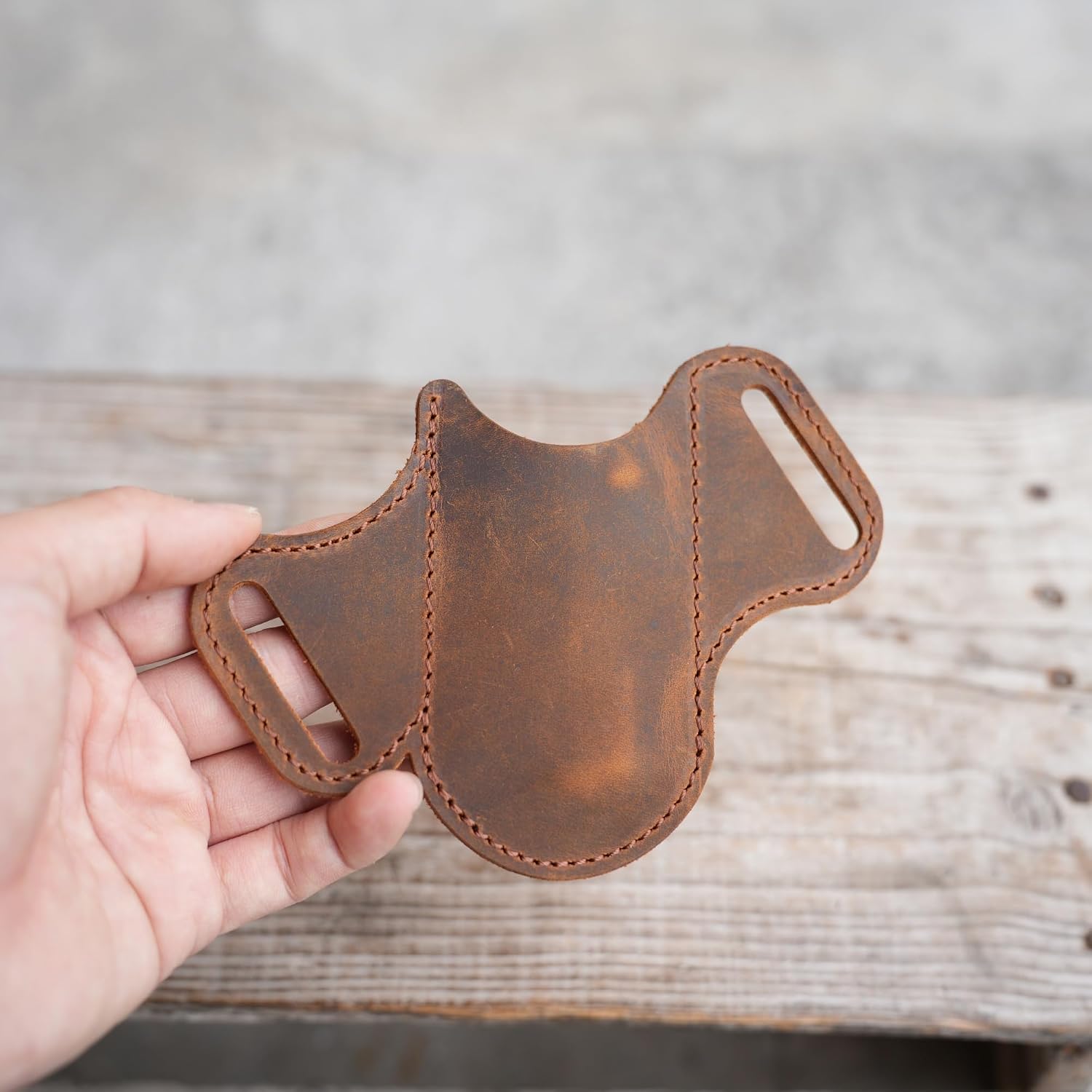 JJNUSA Leather Folding Pocket Leather Knife Sheath for 3.3"-4" inch Knives Holder, 3" inch Holster Belt Loop, Flashlight Holder, 4" EDC Leather for buck 110 Pouch Brown 2