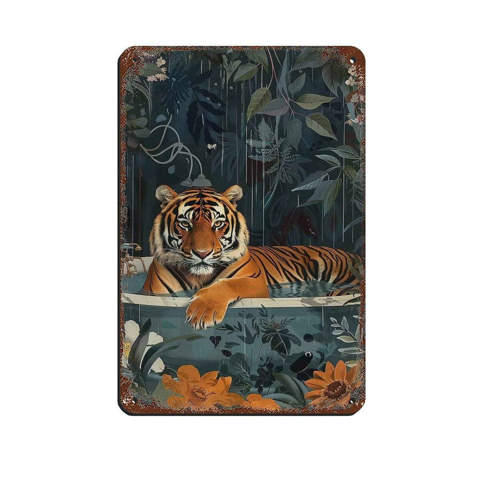 Matisse Tiger On The Bathtub Painting Poster Retro Poster Metal Tin Sign Chic Art Retro Iron Painting Bar People Cave Cafe Family Garage Poster Wall Decoration 8x12inch(20x30cm)