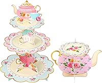 Vista 8 de Zopeal 2 piezas de soporte para cupcakes de fiesta de princesa, 3 niveles, soporte para cupcakes, torre de postre de cumpleaños, boda, cumpleaños