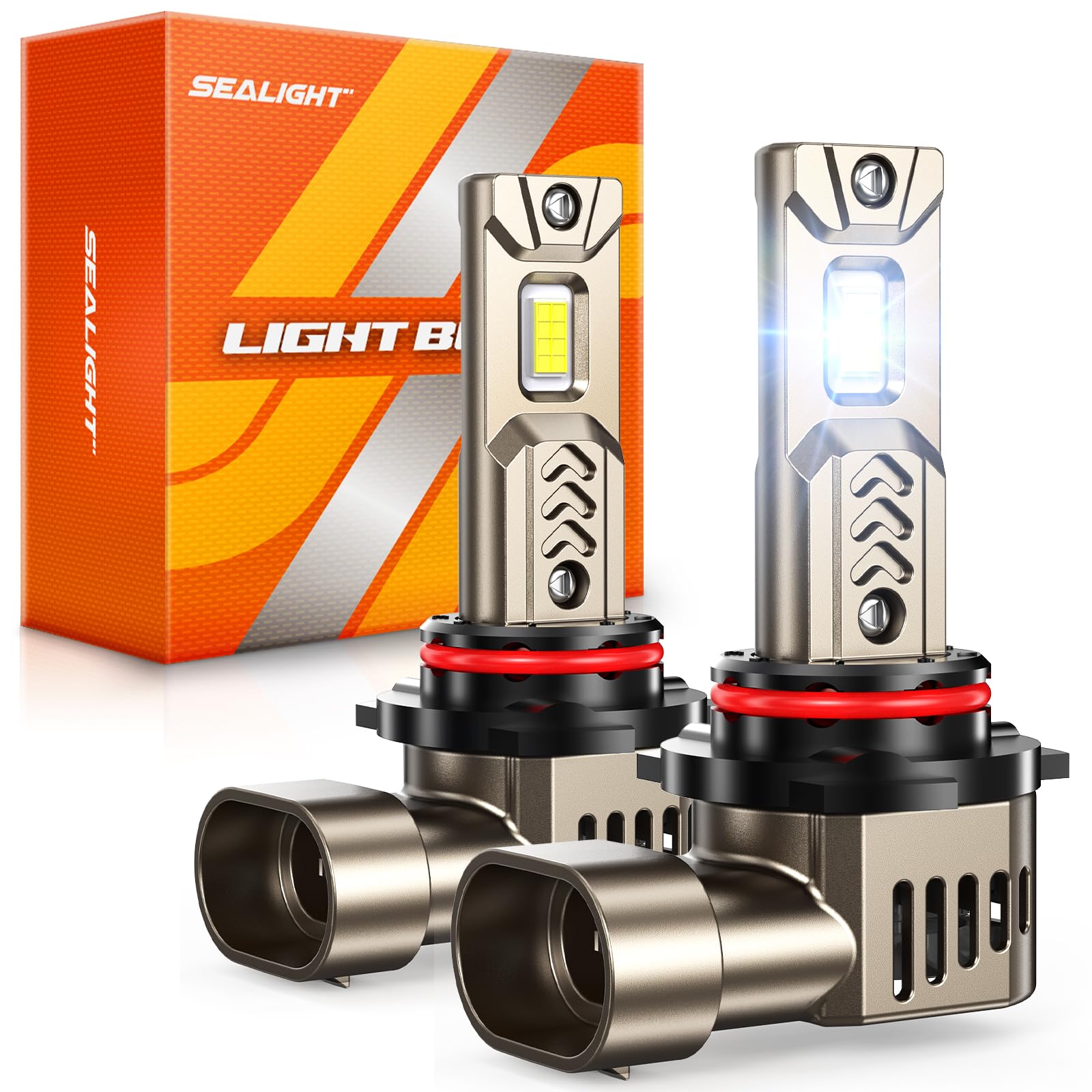 SEALIGHT 9005 HB3 Bulbs, 70,000LM Super Bright, 6500K Cool White L2S 9005 Driving Lights with 25000RPM Cooling Fan, Plug-N-Play Fog Light, Pack of 2