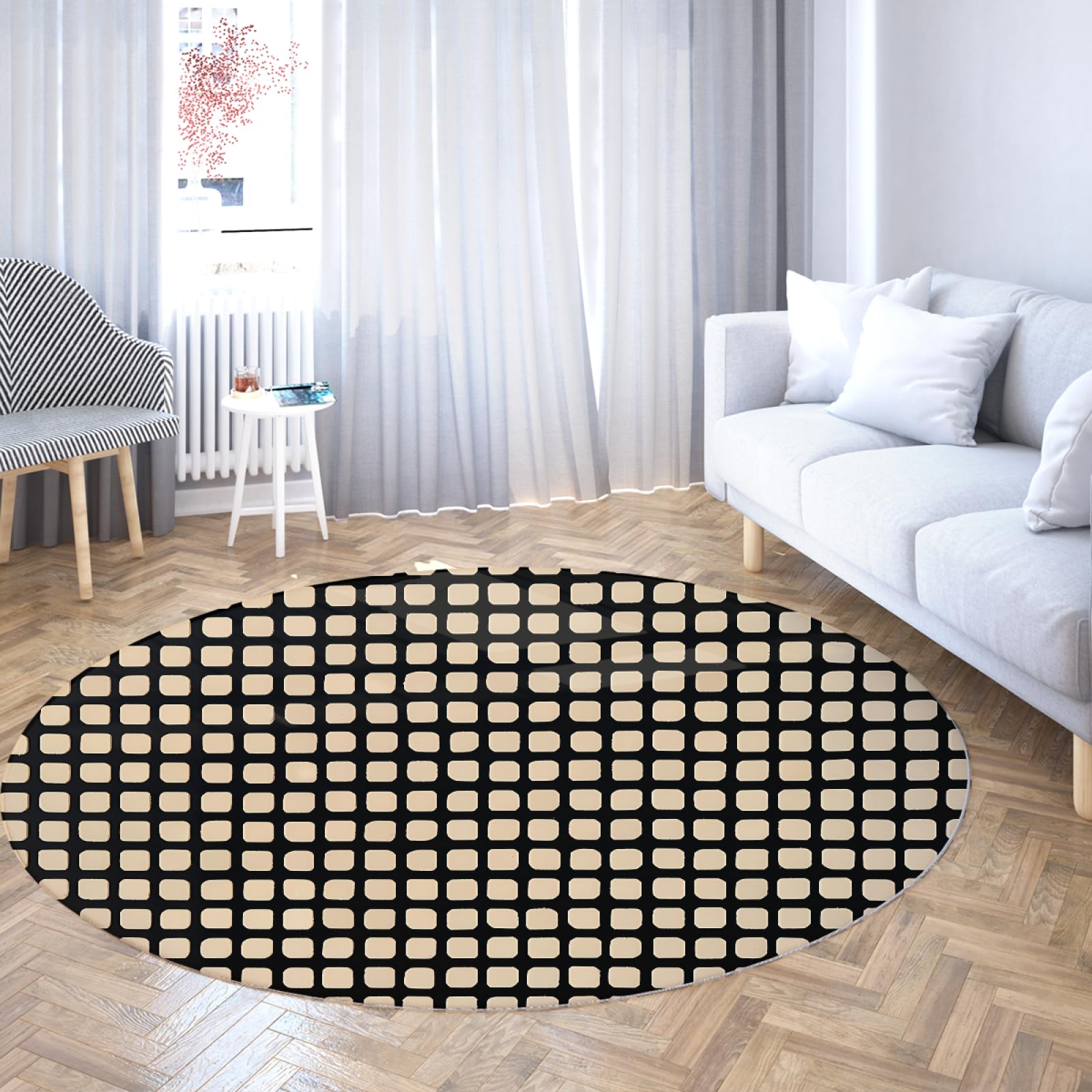 Tapis minimaliste moderne rond 60cm anti-poussière pour entrée