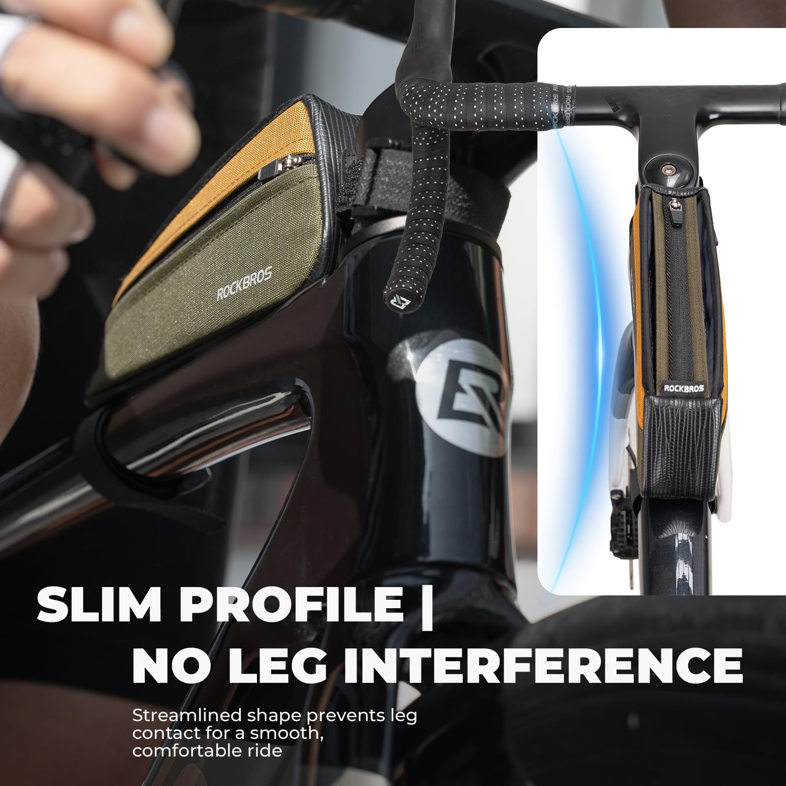 ROCKBROS Borsa Telaio Bici 0,25L, Borsa per Tubo Superiore Guscio Rigido per Un Accesso Rapido, Borsello da Manubrio Tubo Anteriore Anti-graffi e Anti-usura, Facile Installazione, per MTB Bicicletta