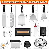 Vista 2 de Griddle Accessories Kit, 25PCS Flat Top Grill Accessories Set for Blackstone and Camp Chef, Grill Spatula Set with Enlarged Spatulas, Basting Cover