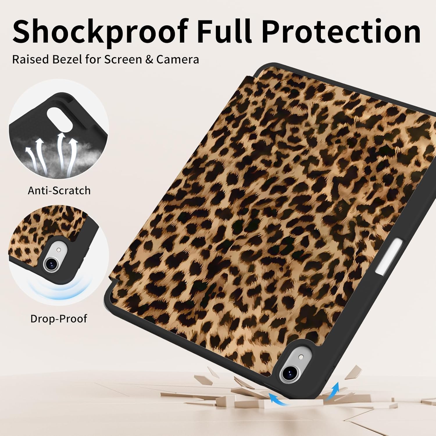 Case for iPad 11th Generation 11 Inch A16 Chip (2025), iPad 10th Generation 10.9-inch Case 2022, Full Protective Cover with Pencil Holder, Trifold Stable Stand, Brown Cheetah