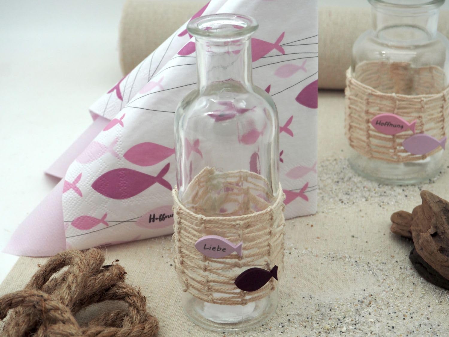 ZauberDeko Tischdeko Kommunion Konfirmation Rosa Mauve Natur Vasen Streudeko Set 20 Personen