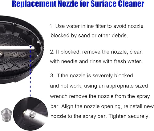 Miniatura 2 de RIDGE WASHER Boquilla limpiadora de superficies para hidrolimpiadora, boquilla de rosca de repuesto, 25 grados, orificio de 1.5, 1/8 pulgadas NPT,
