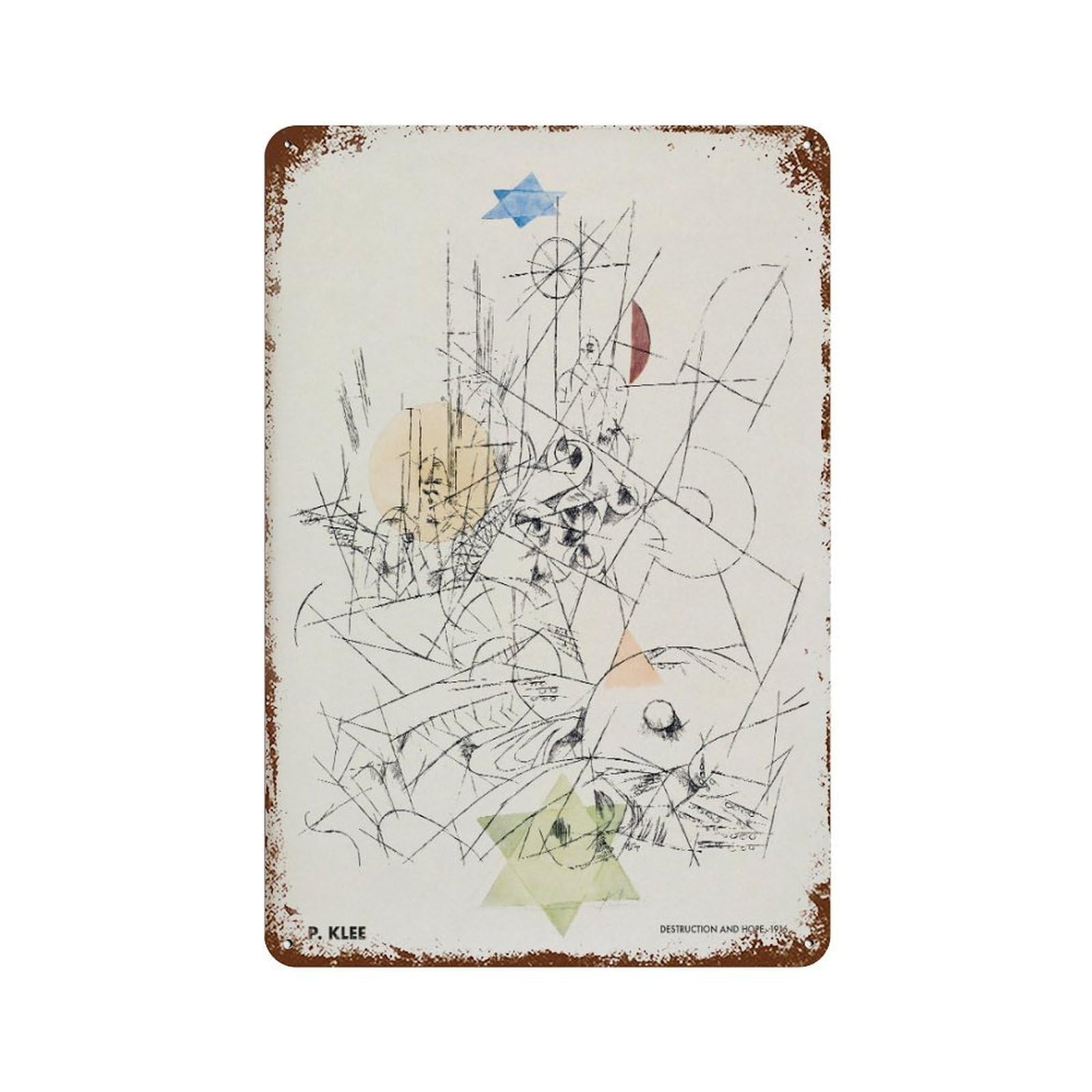 xiaoxiaoshen Paul Klee 'destruction And Hope' Surrealism Wall Decor Art Metal Tin Poster Modern Home Decor Art Home Bar Shop Decorations Vintage Sign 30x20cm