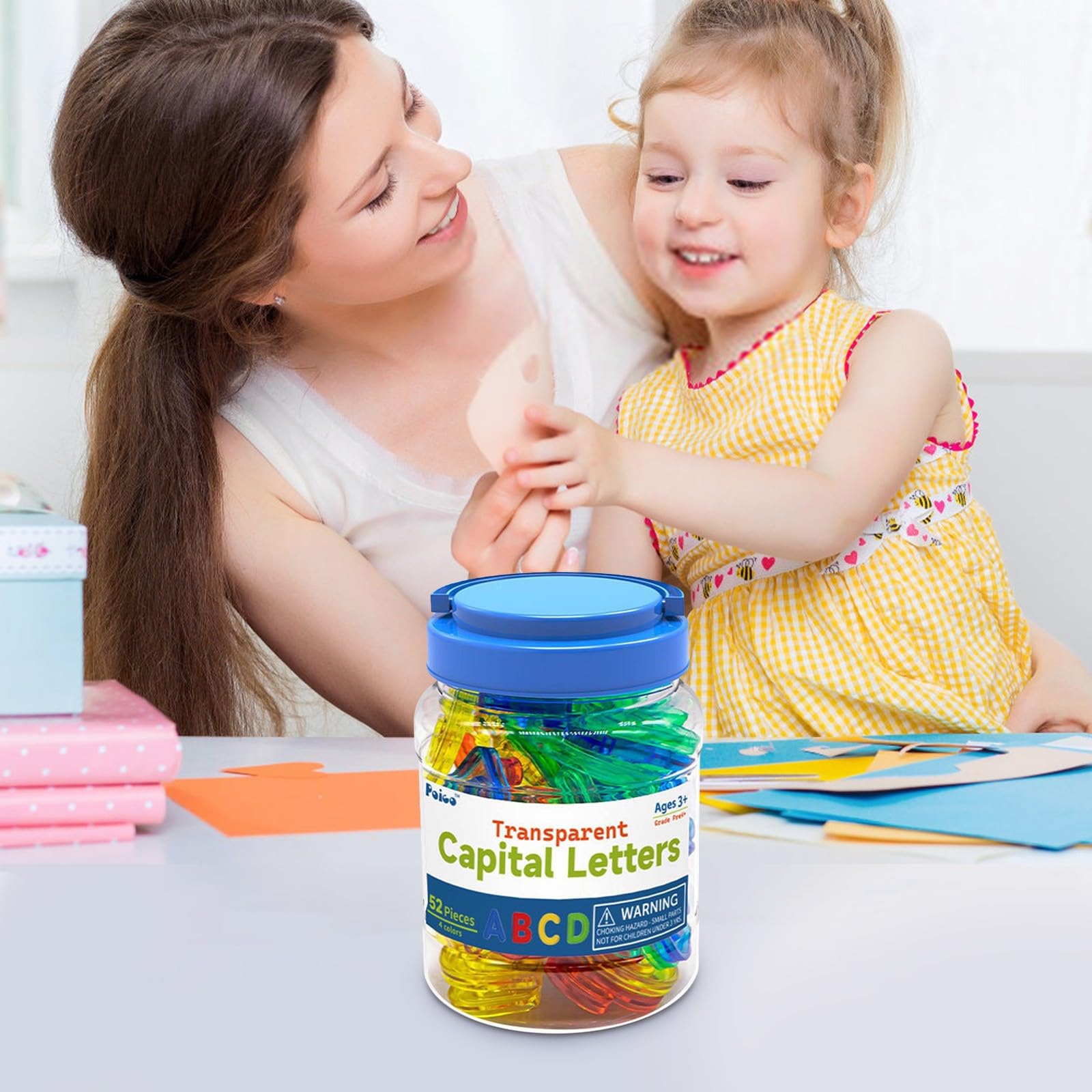 Lettres minuscules transparentes pour table lumineuse - Apprentissage sensoriel - 15 x 10 x 10 cm