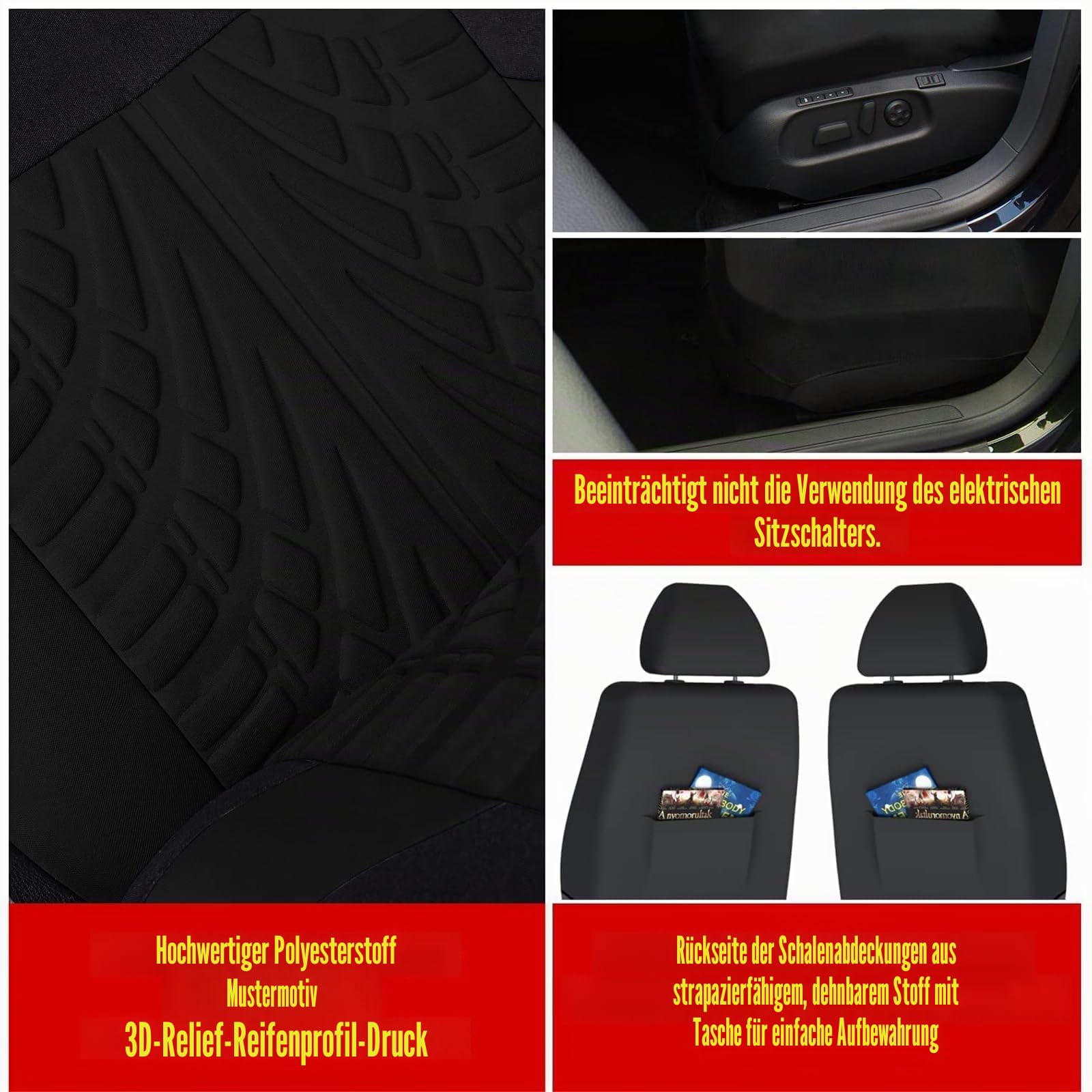 abrupt Auto Sitzbezüge für VW Taigo/Taigo R-Line SUV Crossover, Custom Autositzbezüge Set Allwetter Sitzbezüge Auto Vorne und Hinten Autositzschoner Auto Schonbezug Autositz,E Black