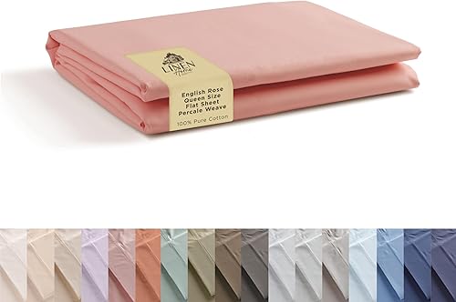 Miniatura 8 de Sábanas de percal 100% algodón tamaño Queen, 1 sábana encimera, fresca, resistente y fresca, sábana transpirable de lujo, color crema