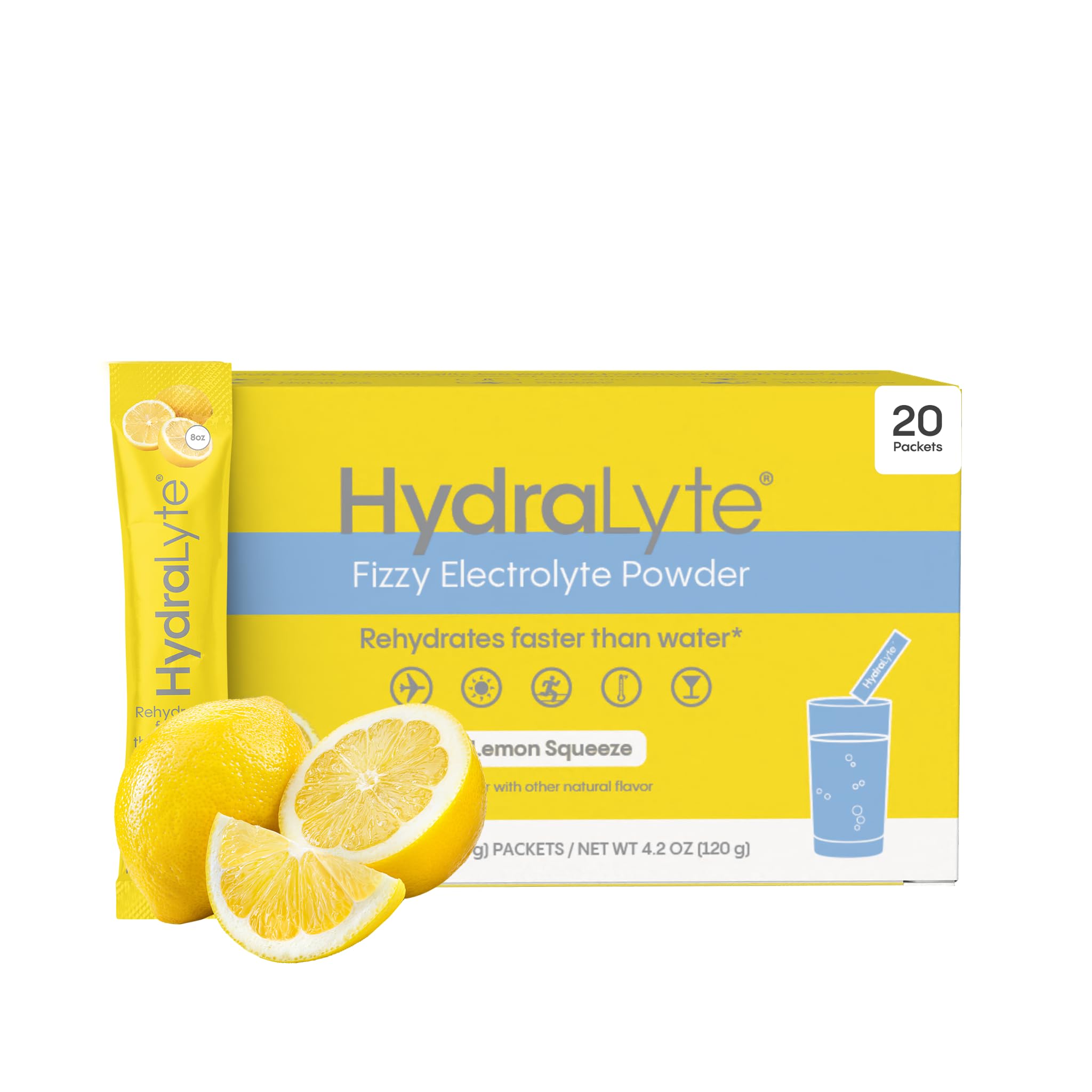 Shay Mitchell Low Sugar Rapid Rehydration - Lightly Sparkling Electrolyte Powder Packets, Lemon Squeeze | Travel Essential - Workout Essential - Recovery Powder (18 Count)