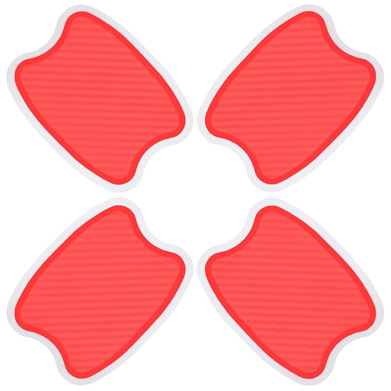 Protetor de Soleira para Maçaneta de Porta Automotiva em Silicone com Textura de Fibra de Carbono Vermelho S WORCAS – 4 peças