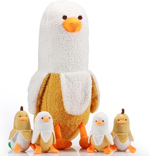 Miniatura 4 de Poen Animal de peluche de pato de plátano de 18 pulgadas con 4 mini juguetes de peluche de plátano, divertido regalo para niños y niñas, cumpleaños,