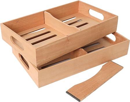 Mantello Cigars Spanish Cedar Cigar Tray - Adjustable Divider, Fits Large Humidors, for Humidor or Walk-in Closet 12.5" x 7.5"x 2.25" 2