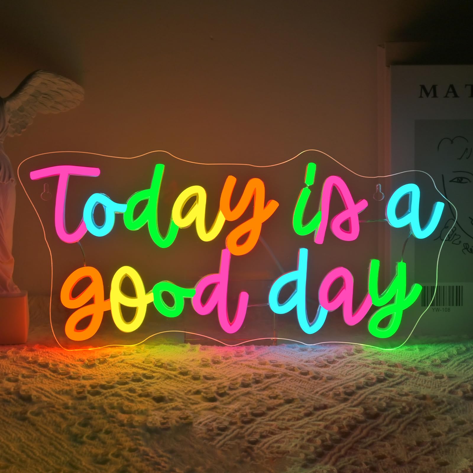 VYXIN Today is a Good Day Neon Schild, Neon Sign LED Schild Wand Leuchtreklame USB Power für Bedroom Pub Home Bar Room Club Party Lichter Window Decor Schlafzimmer Wohnzimmer Library Geschenke — image 1