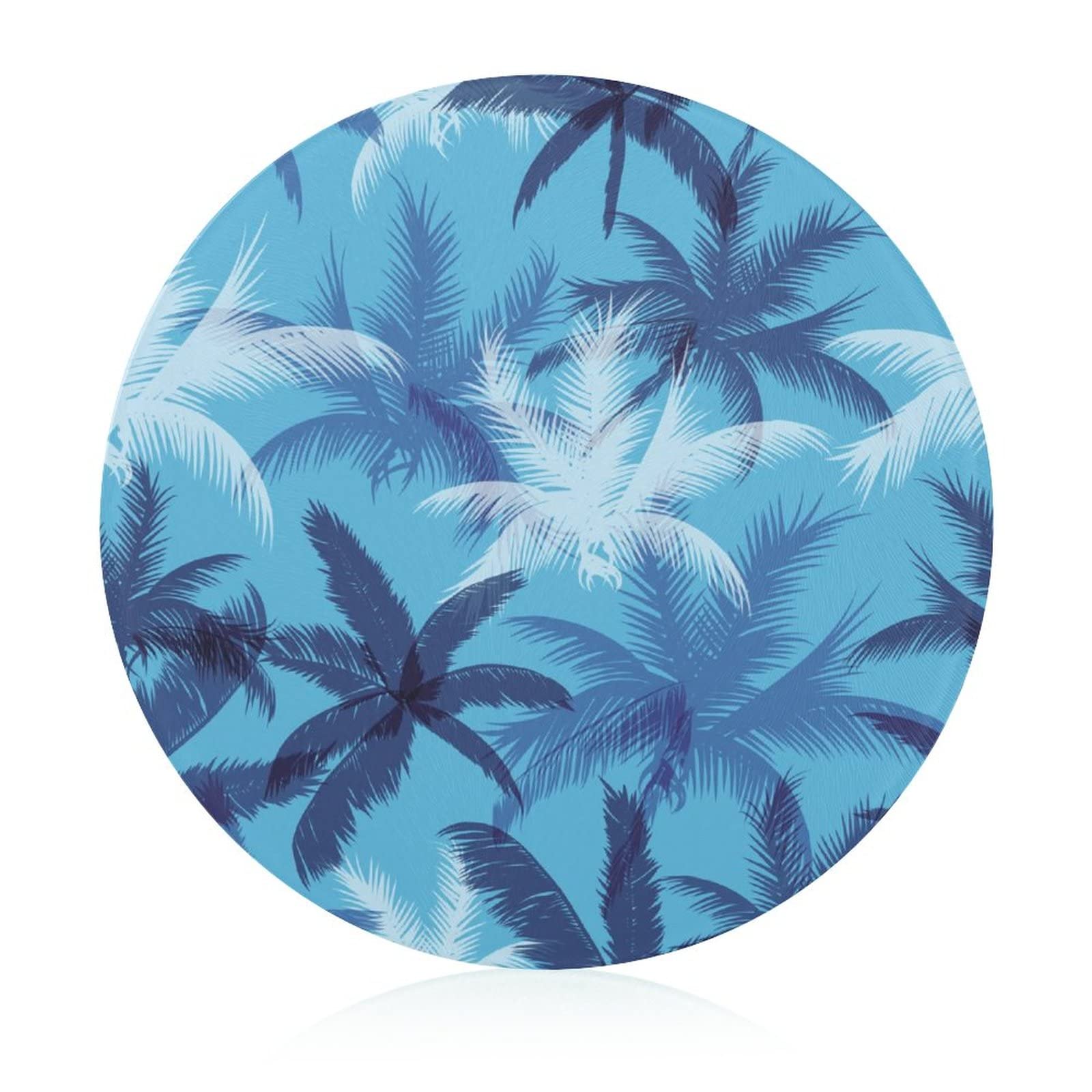 Plaque de cuisine en verre trempé robuste design feuilles bleues antidérapante