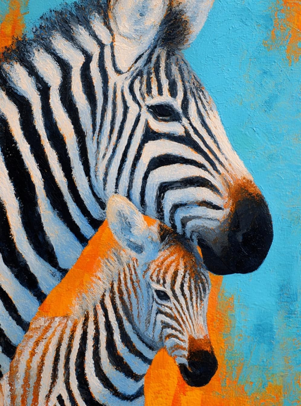WANGWANGMIAO Painting by Number Kits for Adult, DIY Canvas Oil Painting Kit for Beginner with Paint Brushes Acrylic Pigment Drawing Paintwork 16x20inch (Zebra Mother Baby Bond)，with Frame